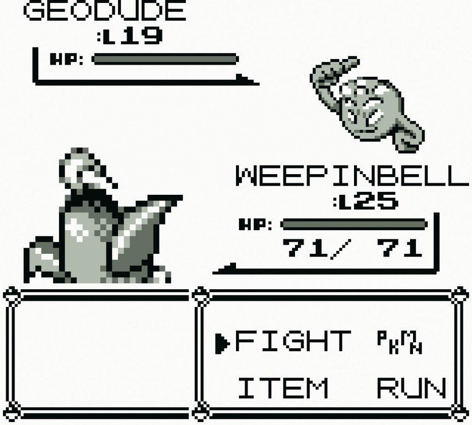 Pokemon, weepingbell vs geodude, https://www.raspberrypi.org/app/uploads/2019/12/pokemon-red.jpg